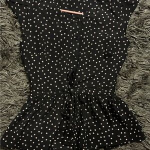 Lauren Conrad Black Blouse with Pink Polka Dots